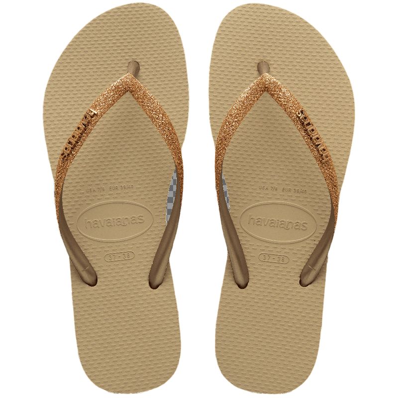 HAVAIANAS - Chanclas Sandalias Havaianas Slim Glitter Brillo Mujer Beige