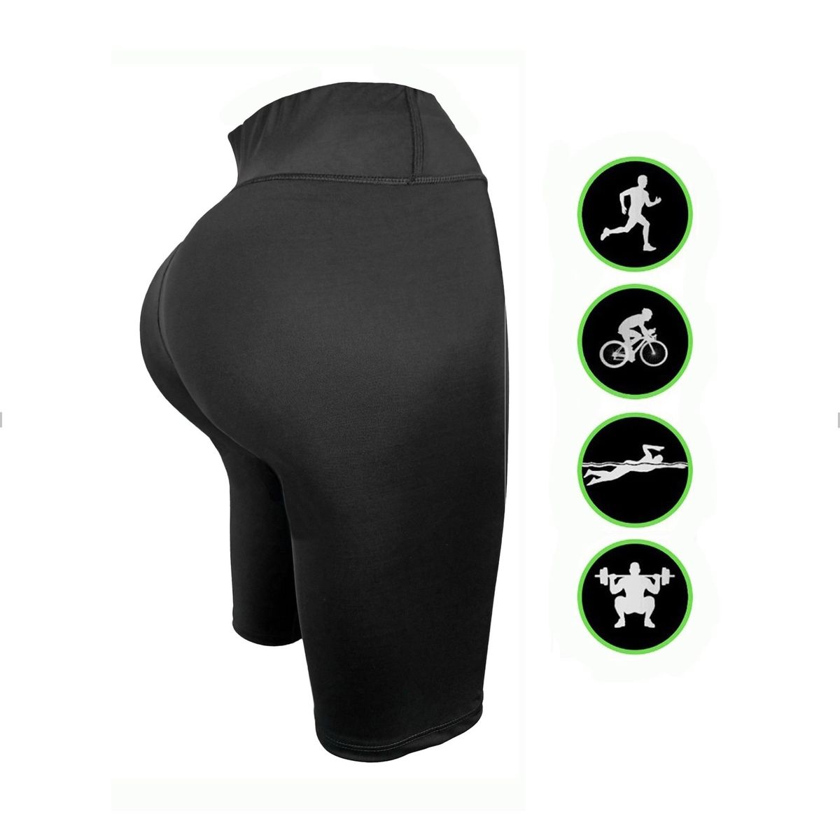 SPORT - Bicicletero Elástico Para Mujer Lycra Negra Biker Deportivo Ajustado
