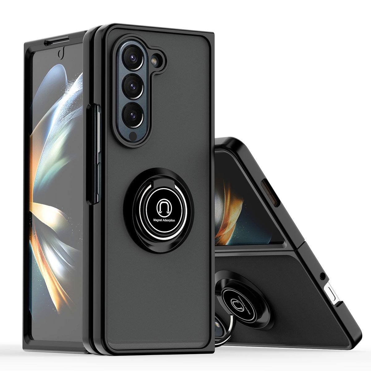 GENERICO - Funda Estuche Mate Con Anillo Compatible Samsung Z Fold 6 Negro