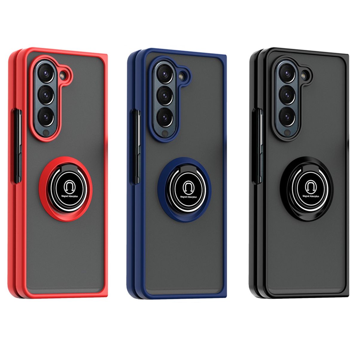 GENERICO - Funda Estuche Mate Con Anillo Compatible Samsung Z Fold 6 Negro