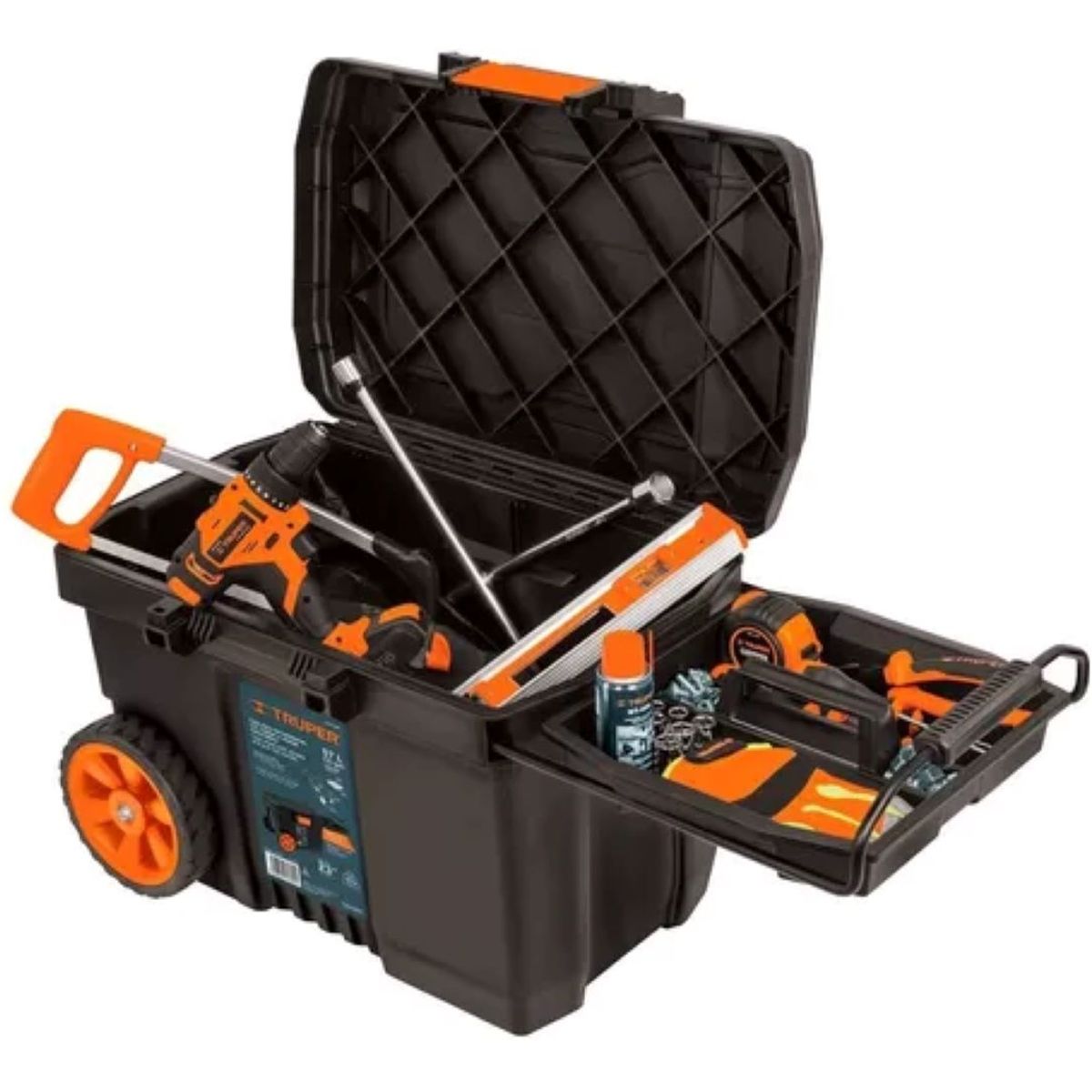 TRUPER - Caja De Herramientas Plástica 23'' Con Ruedas Truper 10902 Color Negro