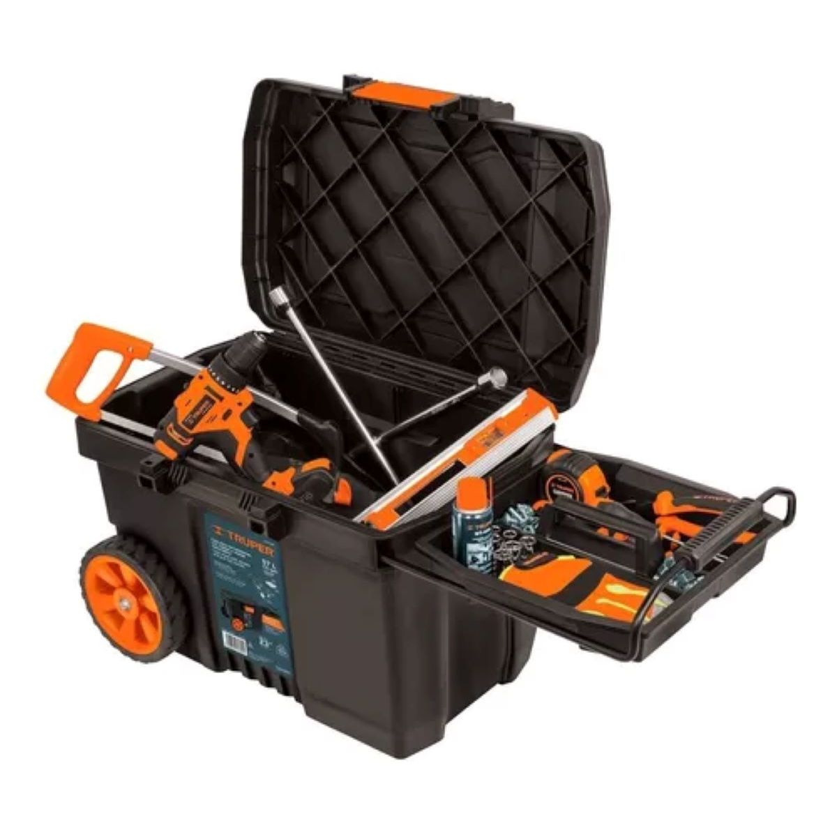 TRUPER - Caja De Herramientas Plástica 23'' Con Ruedas Truper 10902 Color Negro