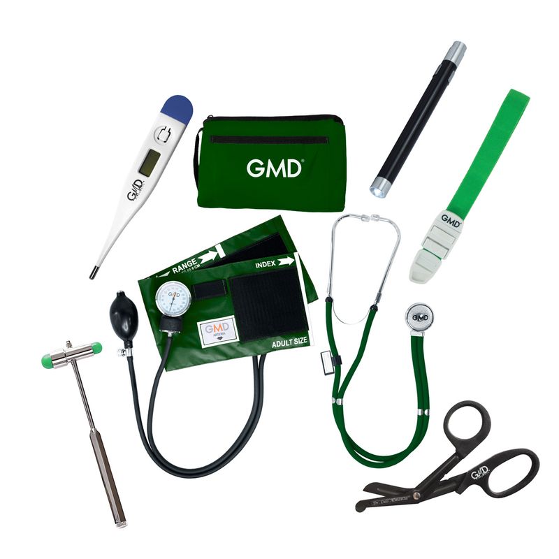 GMD - Kit Completo Enfermería Uso Clínico Y Estudiantil 7 Piezas Verde