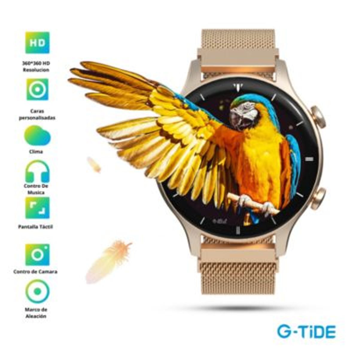 GENERICO - Reloj Inteligente G-TIDE R1 Classic  FHD Dorado