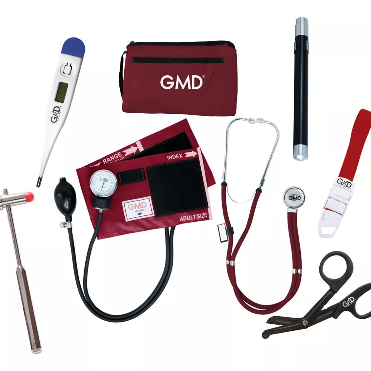 GMD - Kit Completo Enfermería Uso Clínico Y Estudiantil 7 Piezas Vinotinto