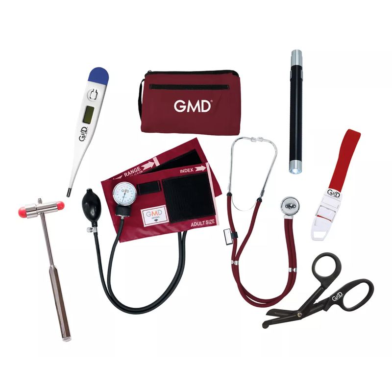 GMD - Kit Completo Enfermería Uso Clínico Y Estudiantil 7 Piezas Vinotinto