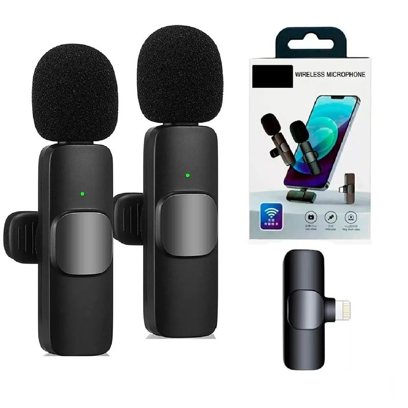 GENERICO - Microfono Inalambrico de Solapa x2 con Conector Lightning Tiktok Redes