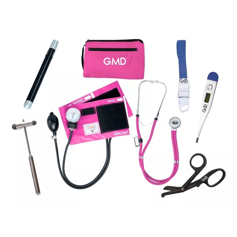 GMD - Kit Completo Enfermería Uso Clínico Y Estudiantil 7 Piezas Rosado Neon
