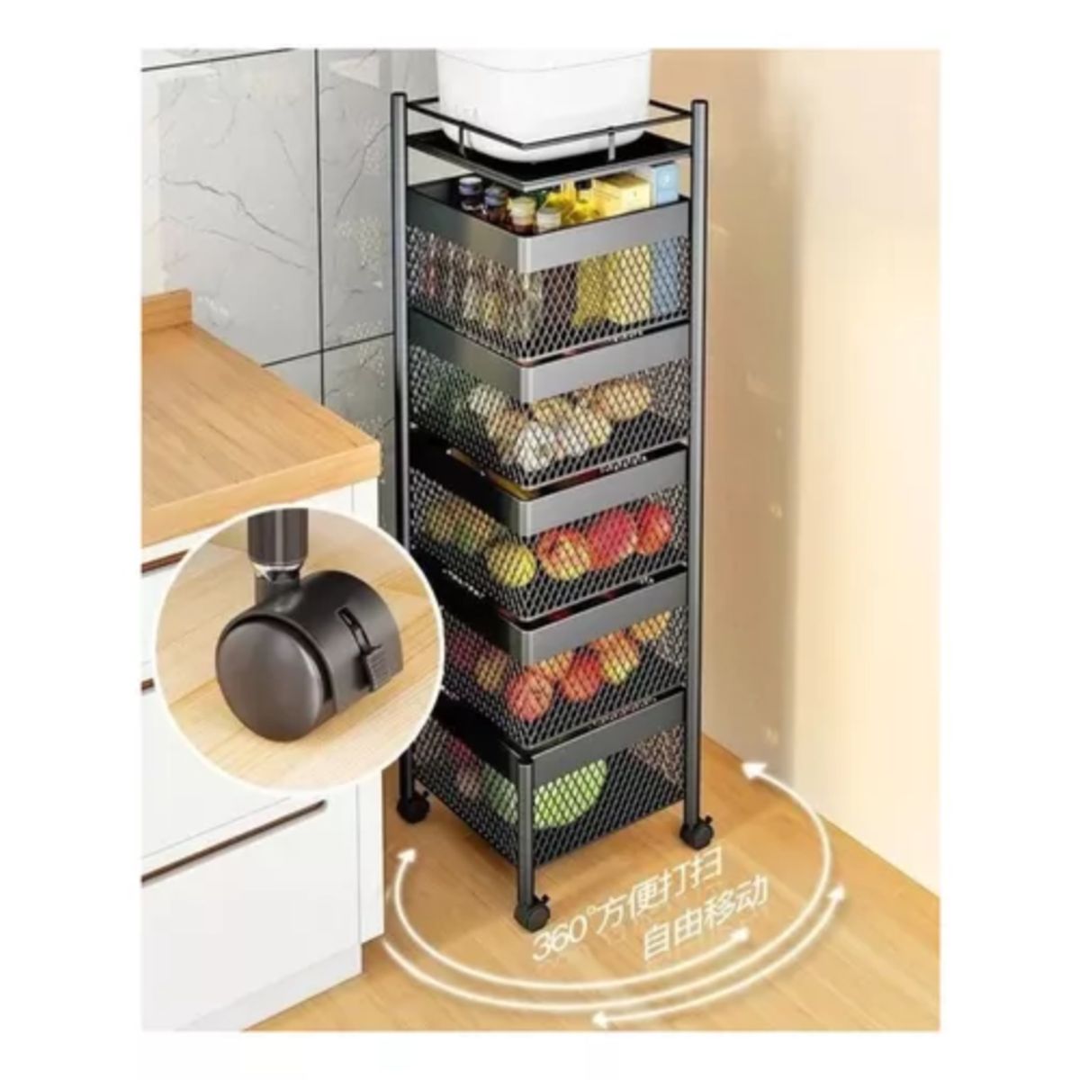 GENERICO - Estante Para Frutas Verduras Con Ruedas 6 Niveles Sa-200