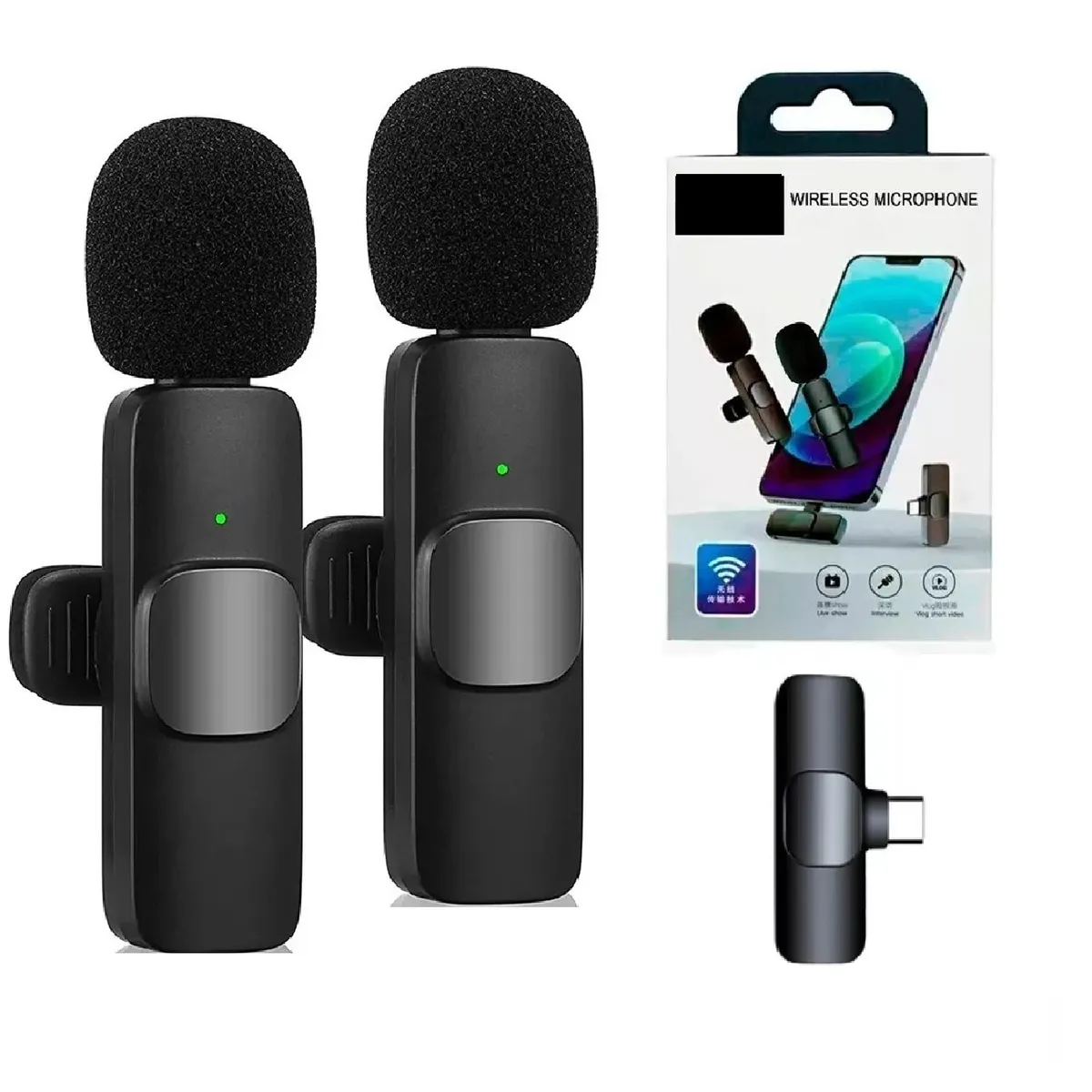 GENERICO - Micrófono Inalámbrico de Solapa Conector USB-C Set x2 Unidades Tiktok Influencer Redes