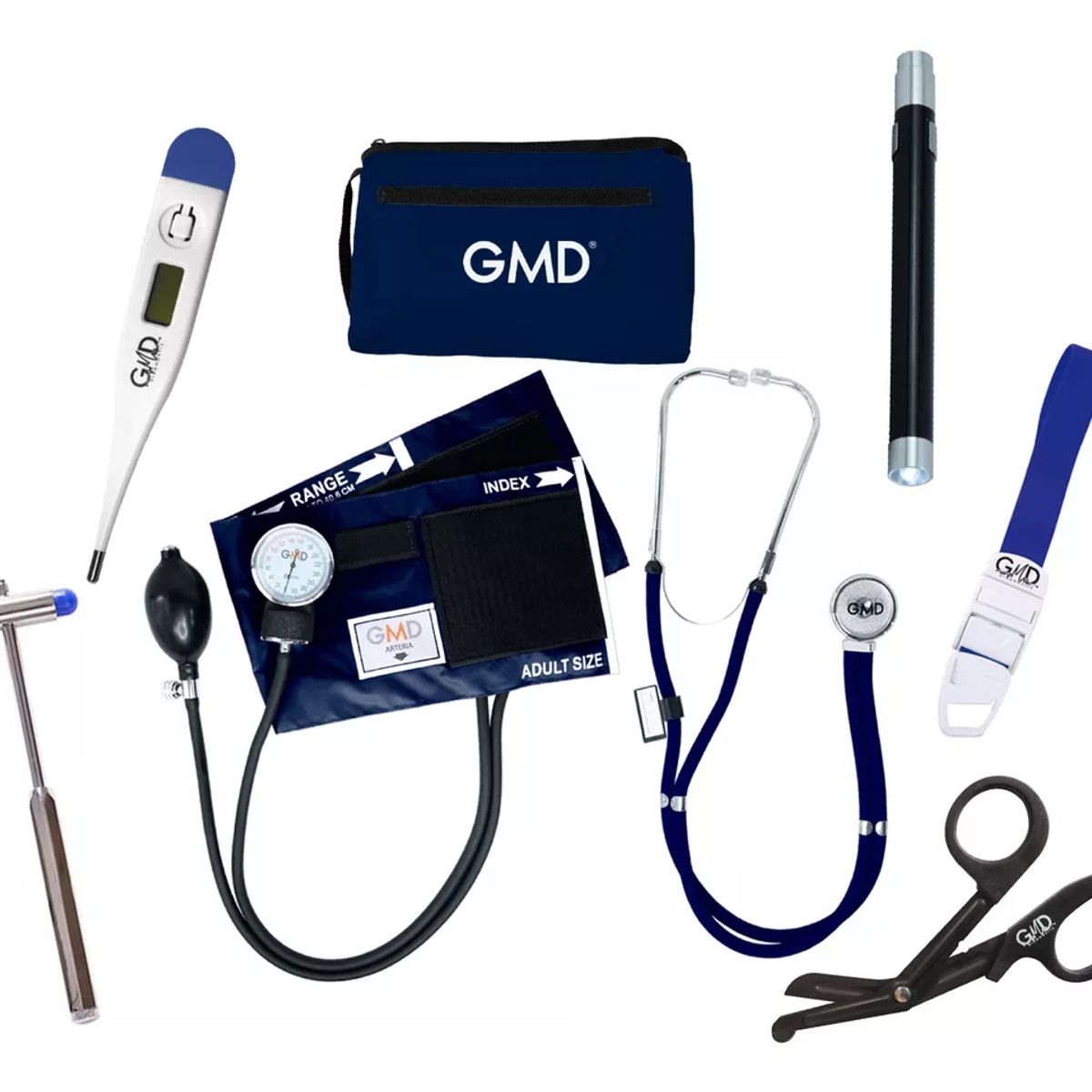 GMD - Kit Completo Enfermería Uso Clínico Y Estudiantil 7 Piezas Azul Profundo