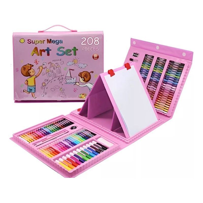 GENERICO - Set Kit Arte Niños Maleta Crayon Acuarela Plumon 208 Piezas