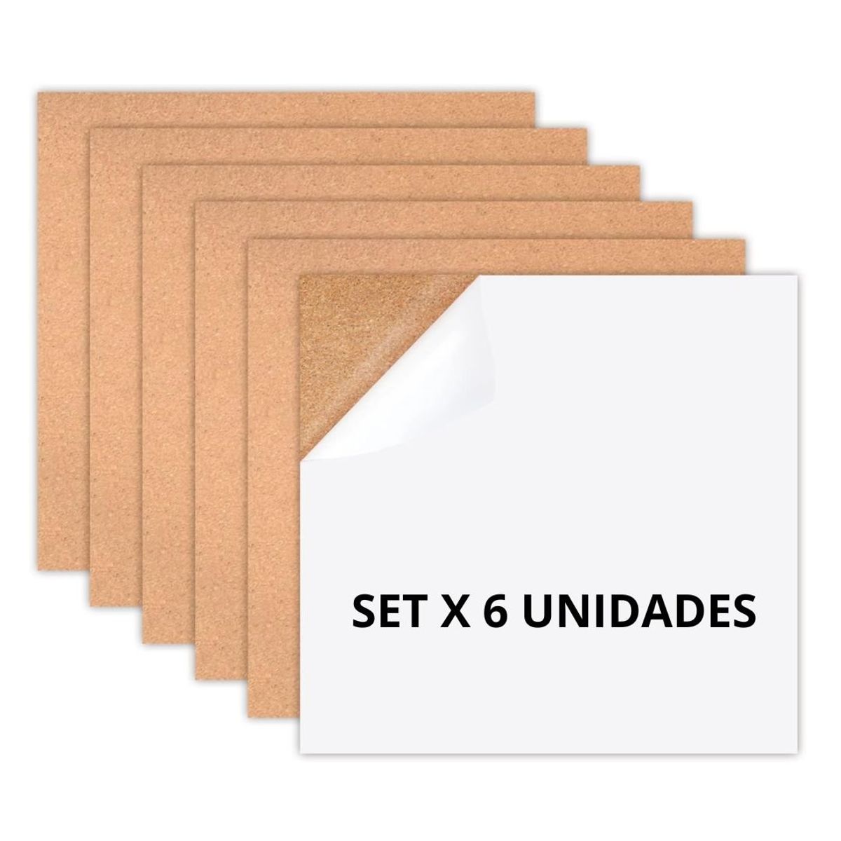 GENERICO - Lamina Panel De Corcho Autoadhesivo 30 Cm X 30 Cm Set X 6 U