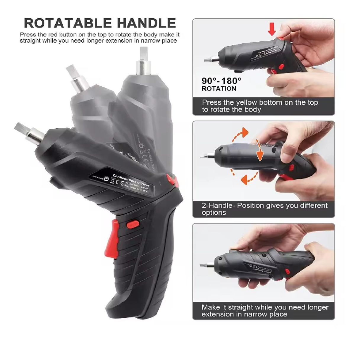 GENERICO - Destornillador Eléctrico Inalámbrico Recargable 3.6V, Torque 3.5Nm, Set x 47 Piezas