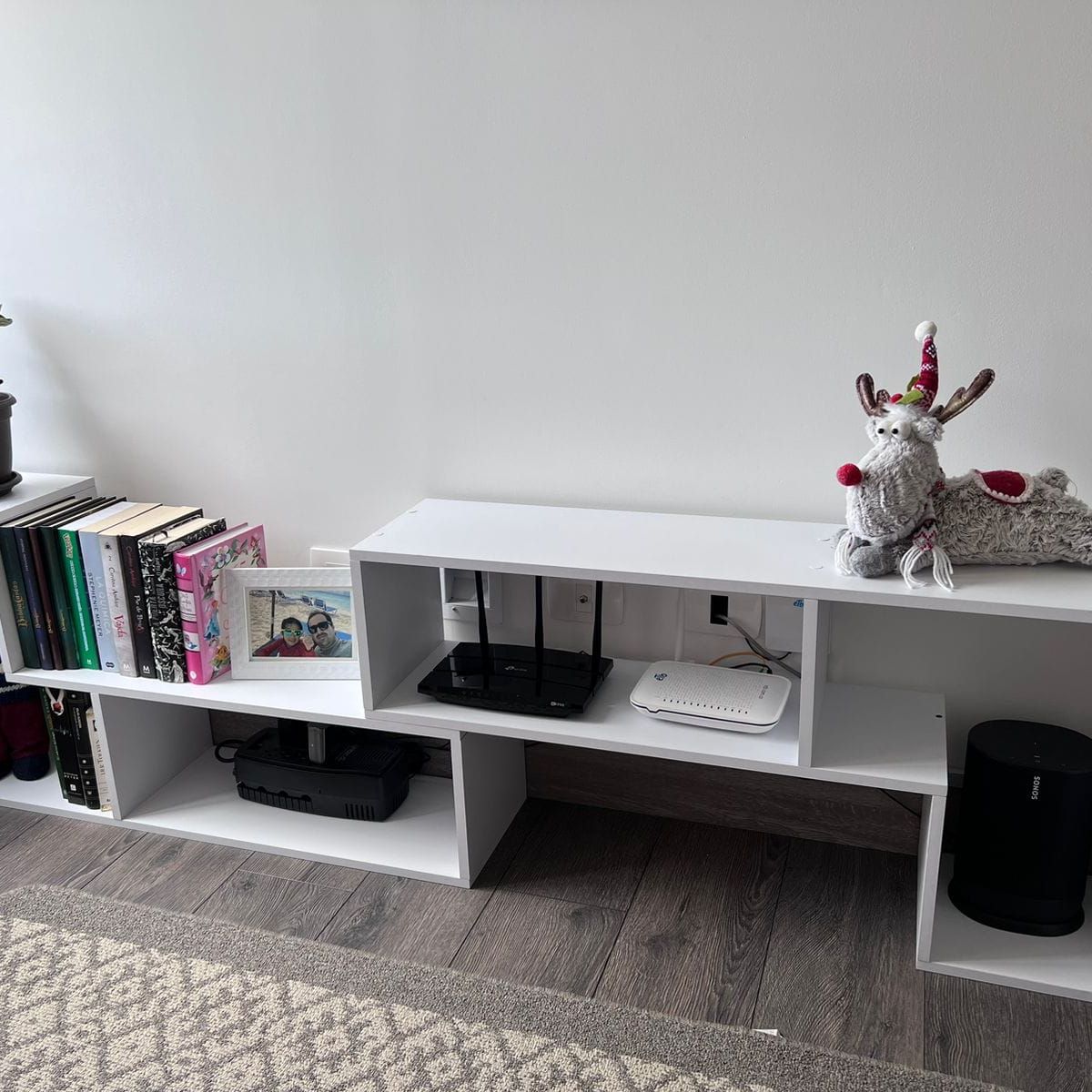 GENERICO - Mesa de tv modular moderna x2 modulos blancos multiposicion