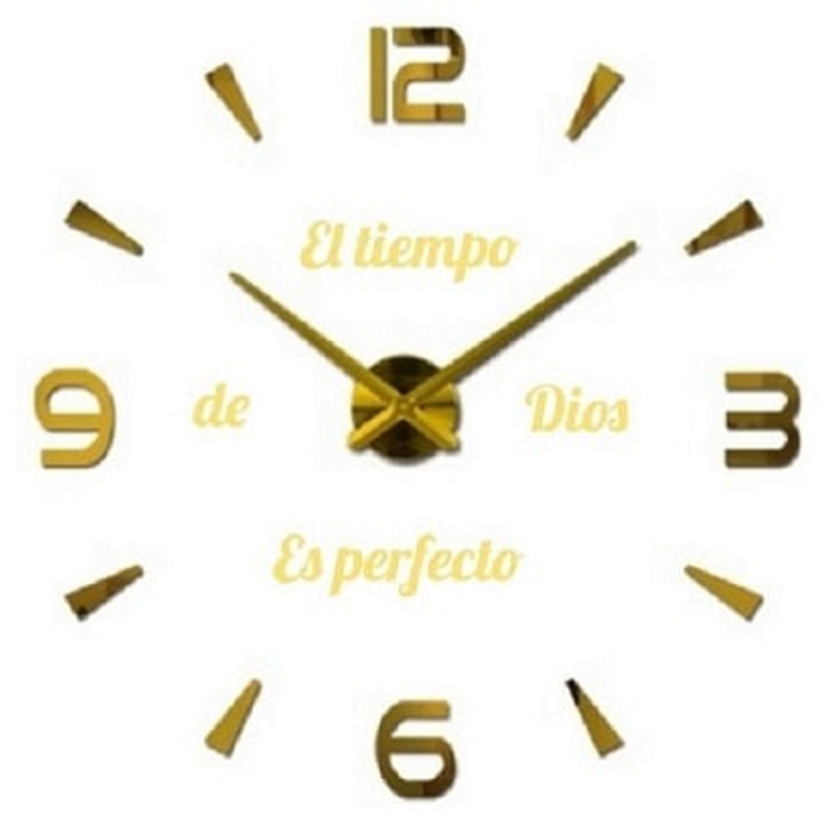 COOL TIME RELOJES - RELOJ DE PARED MINI TAMAÑO 50X50CM + FRASE EN VINILO COLOR DORADO