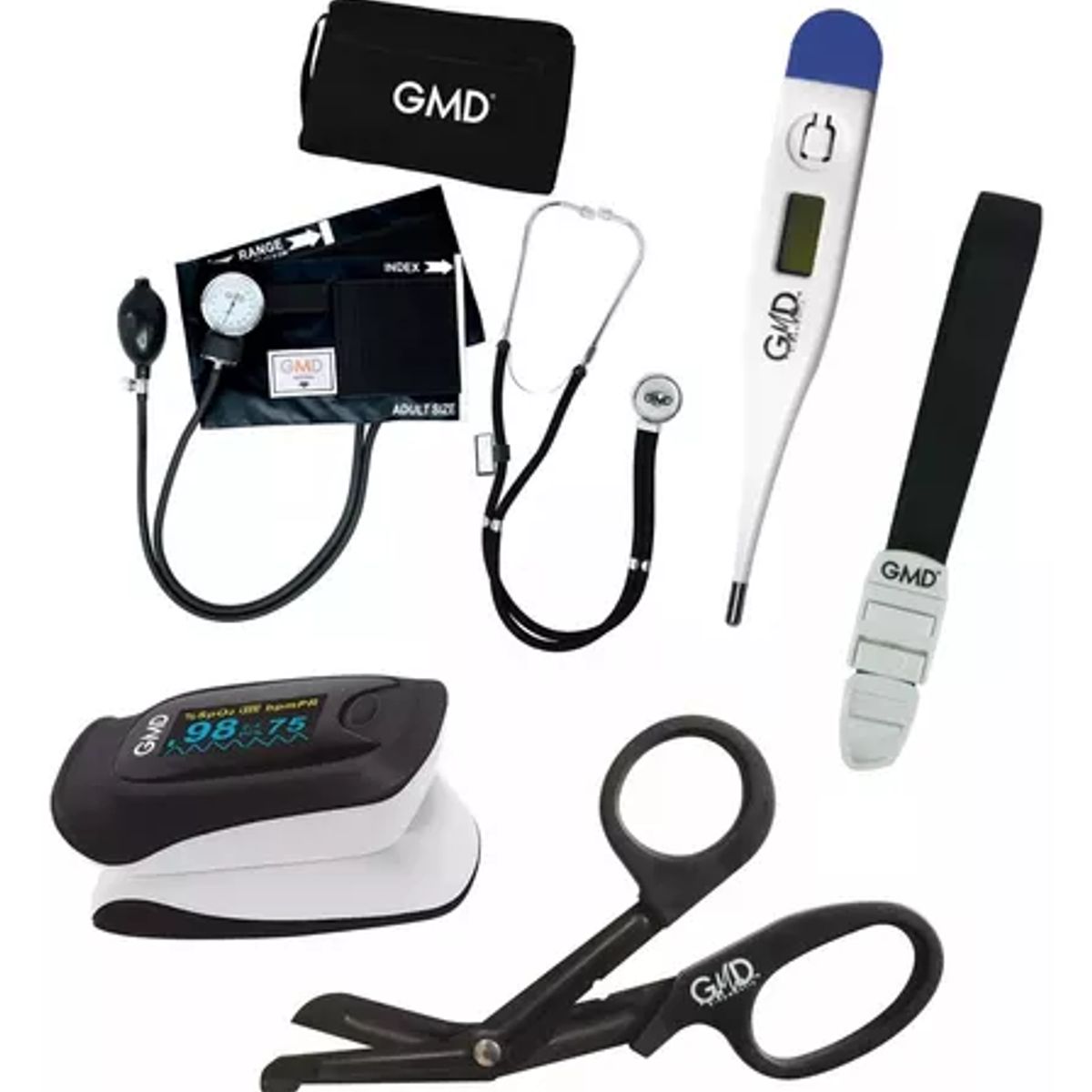 GMD - Kit Completo Enfermería Uso Clínico Y Estudiantil 6 Piezas Negro