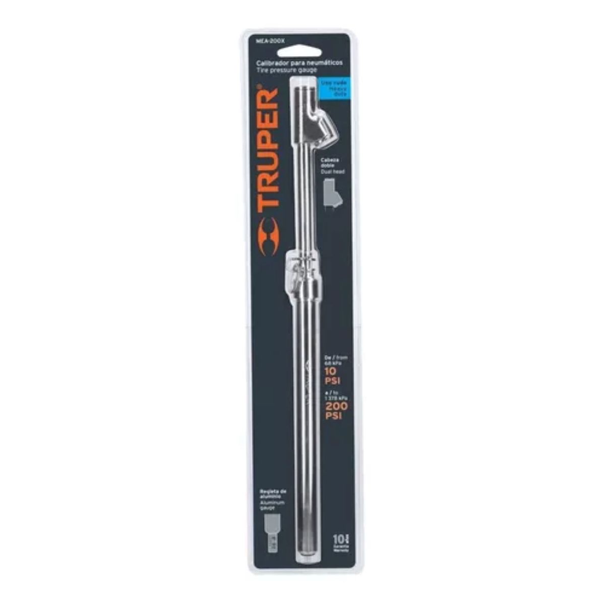 TRUPER - Calibrador De Presión 200 Psi Cabeza Doble, Uso Rudo, Truper