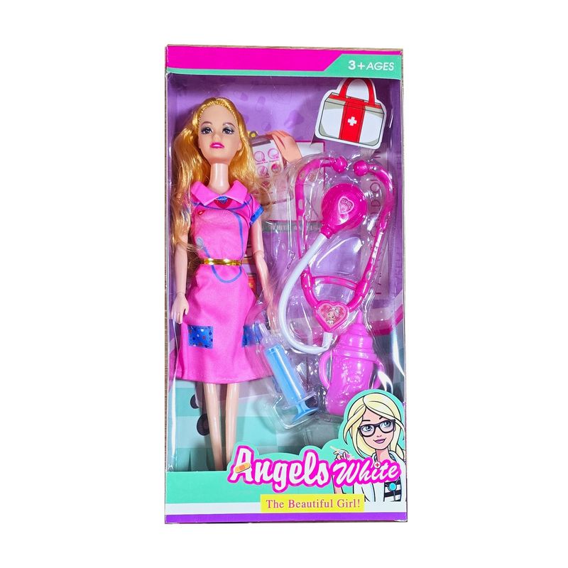 GENERICO - Muñeca Doctora Estetoscopio Jeringa Juguete Niñas Diversion