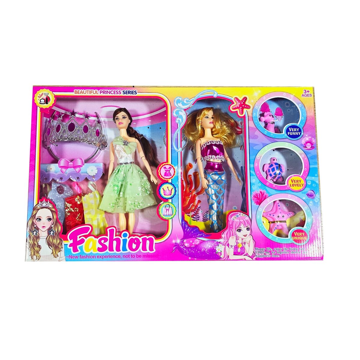 GENERICO - Muñeca Princesa Muñeca Sirena Corona Juguete Niñas