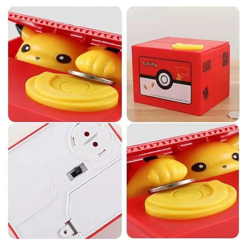 GENERICO - Alcancia Traga Monedas Pokemon Pikachu Caja Ahorro Propina