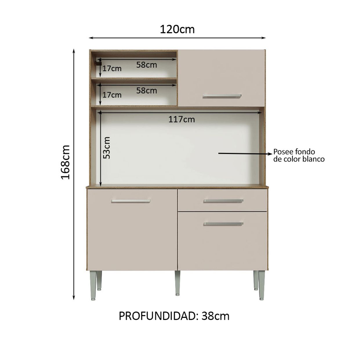 MADESA - Mueble de Cocina Compacta Life 1.20 Metros