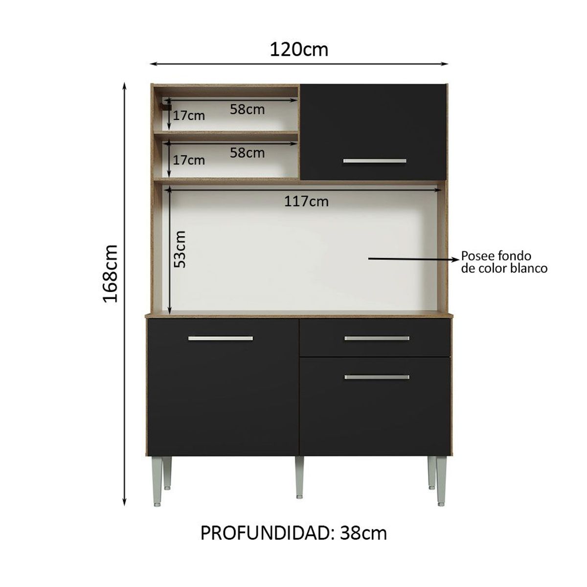 MADESA - Mueble de Cocina Compacta Life 1.20 Metros