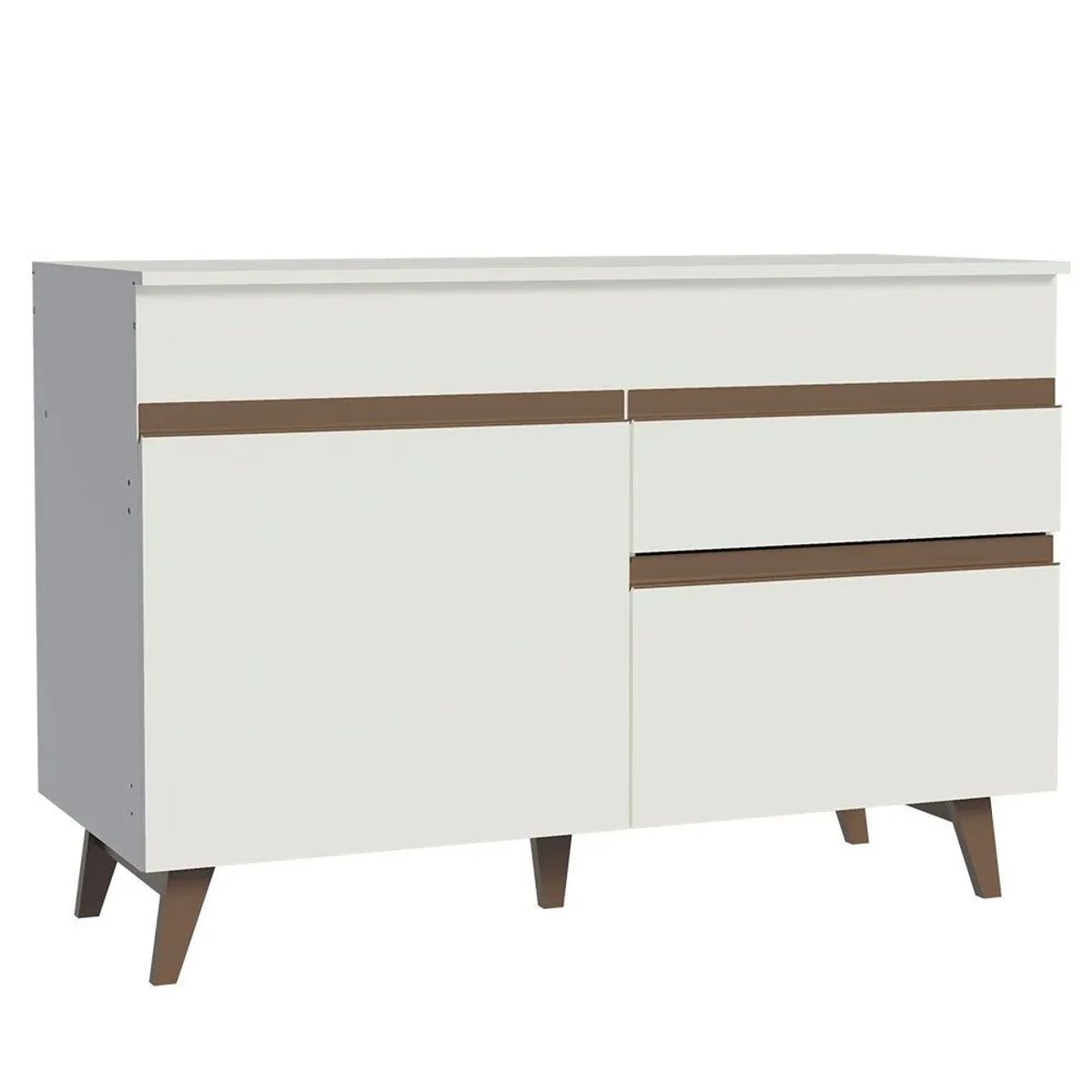 MADESA - Mueble de Cocina Bajo Reims 1.20 m 2 Puertas 1 Cajón con Encimera Blanco