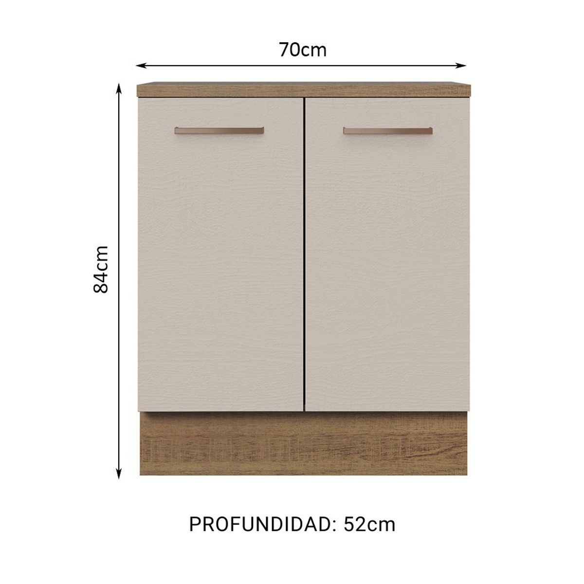 MADESA - Mueble de Cocina Bajo Agata 70 cm 2 Puertas Marrón/Crema