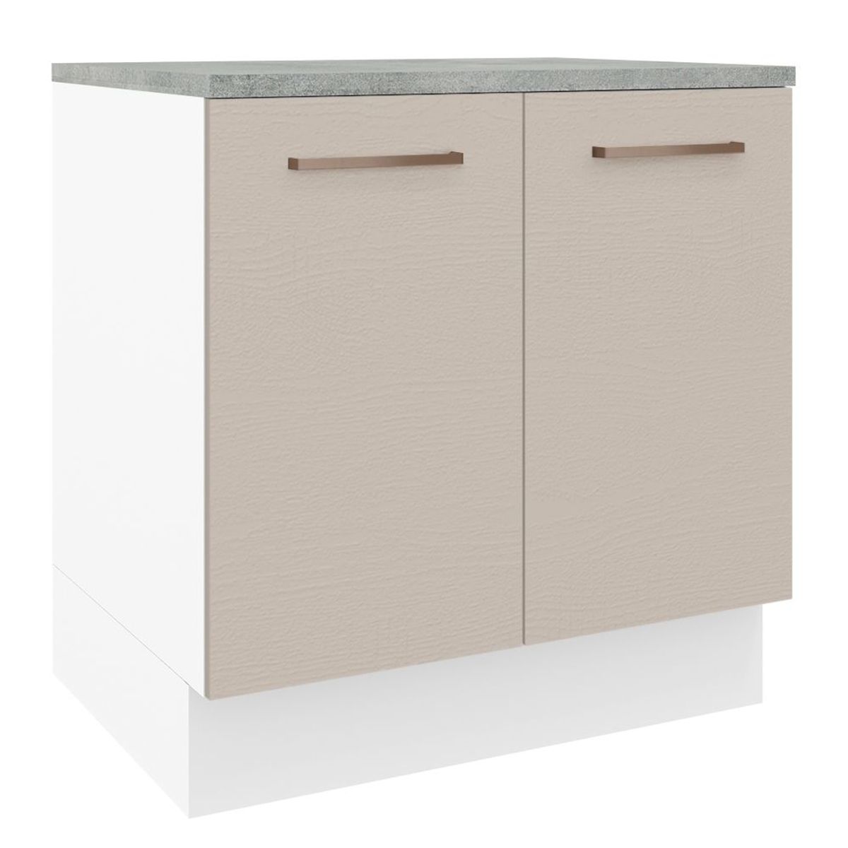 MADESA - Mueble de Cocina Bajo Agata 80 cm 2 Puertas Blanco/Crema