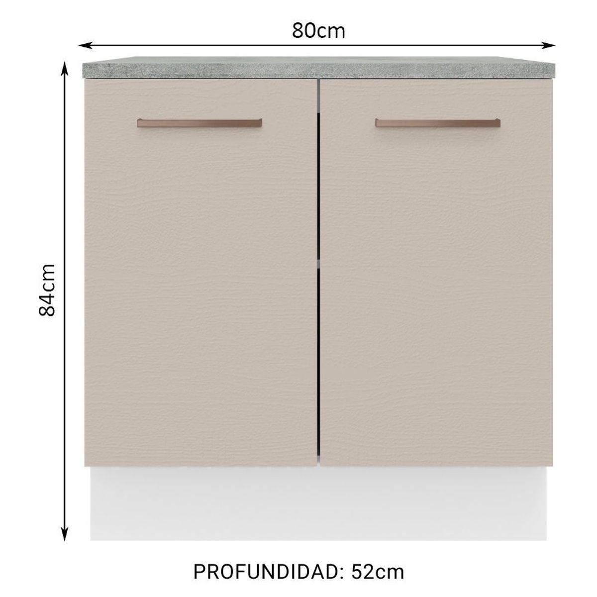 MADESA - Mueble de Cocina Bajo Agata 80 cm 2 Puertas Blanco/Crema