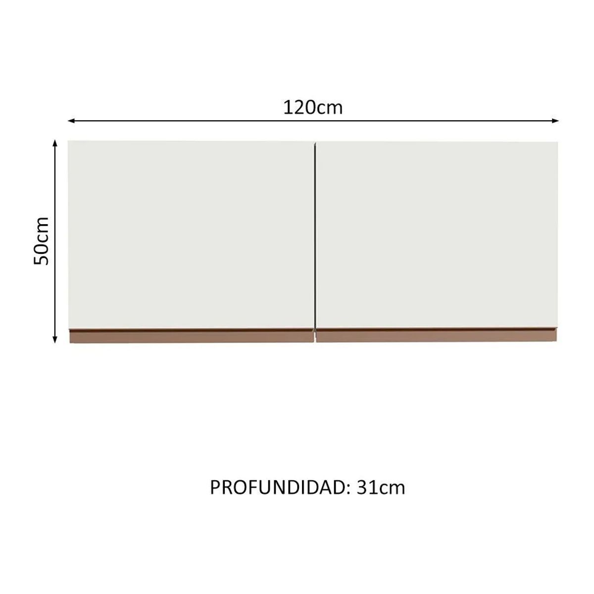 MADESA - Mueble de Cocina Superior Reims con 2 Puertas 120 cm x 50 cm Blanco