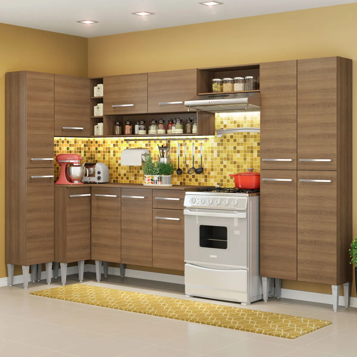 MADESA - Cocina Integral de Esquina Emilly Love 3.85 Metros Marrón