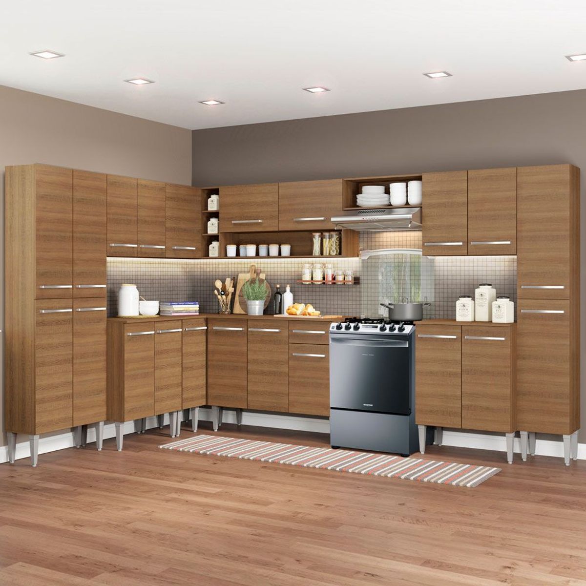 MADESA - Cocina Integral de Esquina Emilly Big 5.15 m Marrón
