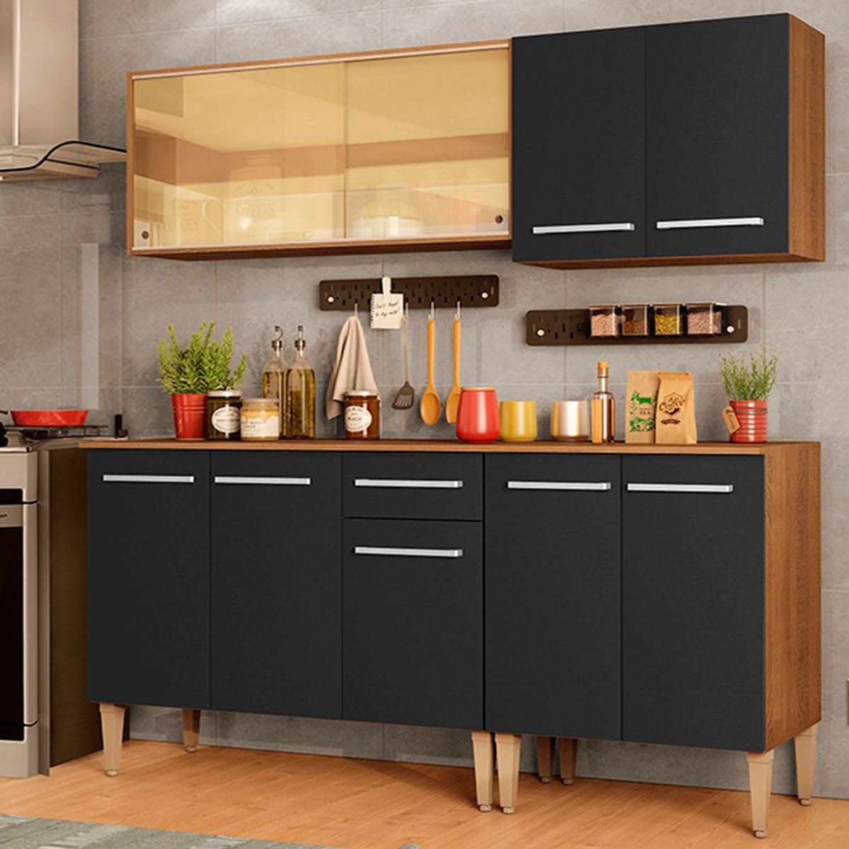MADESA - Cocina Integral Emilly Drive 1.70 Metros Marrón/Negro 04