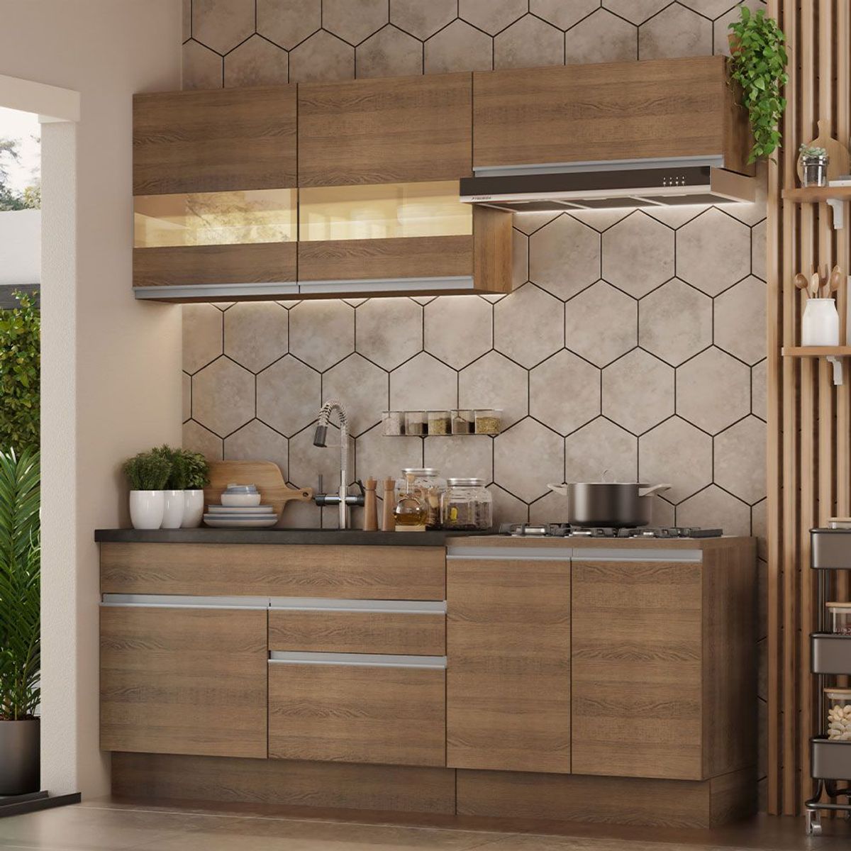 MADESA - Cocina Integral Glamy 2.00 Metros Marrón 07