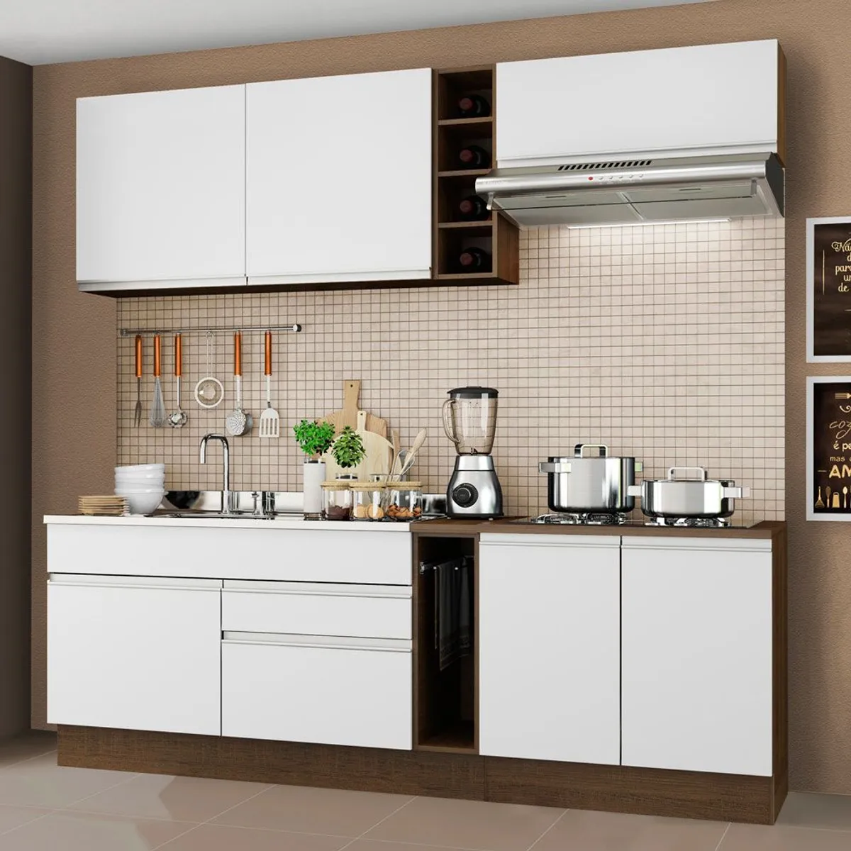 MADESA - Cocina Integral Parma 2.20 Metros Marrón/Blanco 03