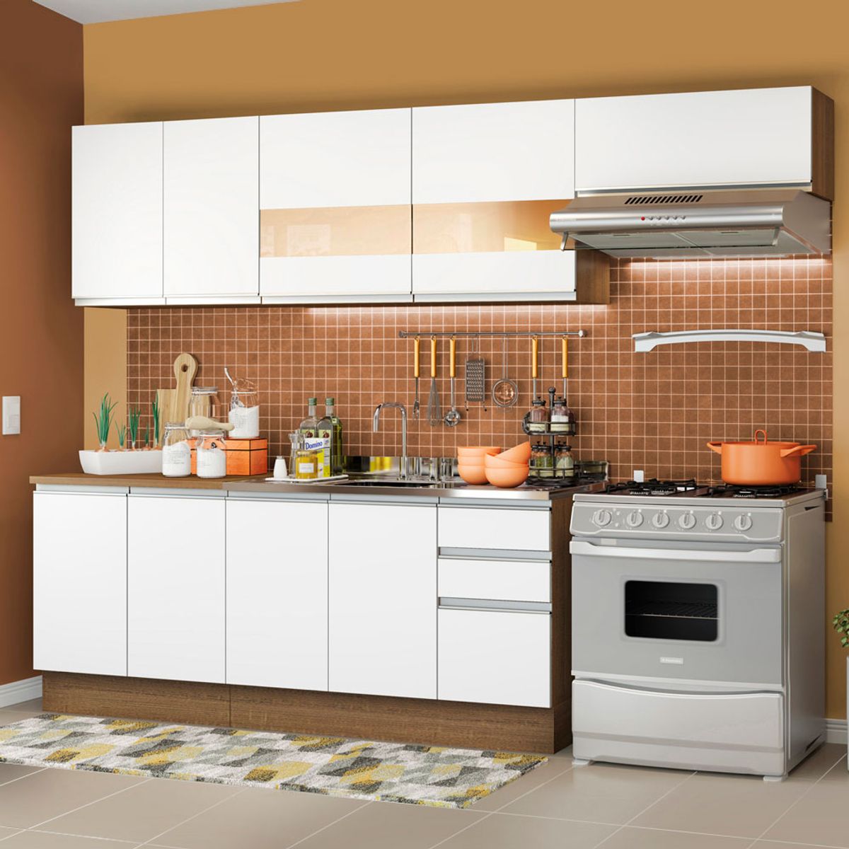 MADESA - Cocina Integral Marcela 2.80 Metros Marrón/Blanco