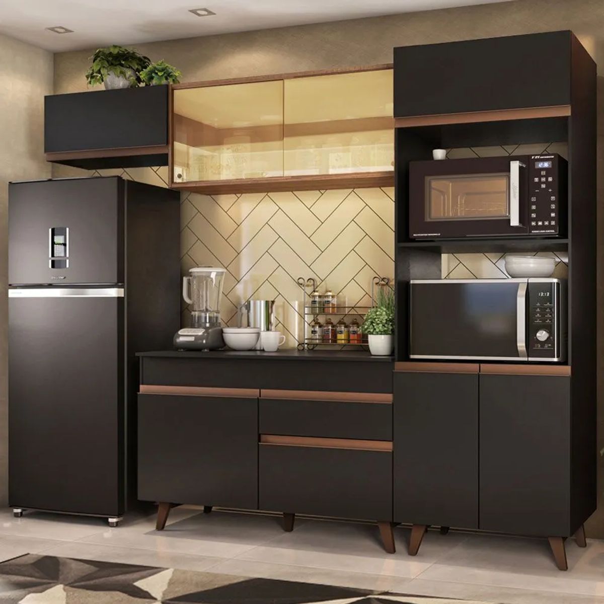 MADESA - Cocina Integral Reims 2.60 m con Encimera Negro/Marrón 01