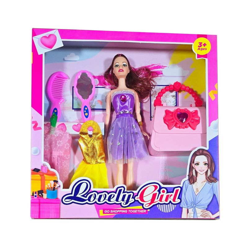 GENERICO - Muñeca Vestido Bolso Peine Bolso Juguete Interactivo Niñas