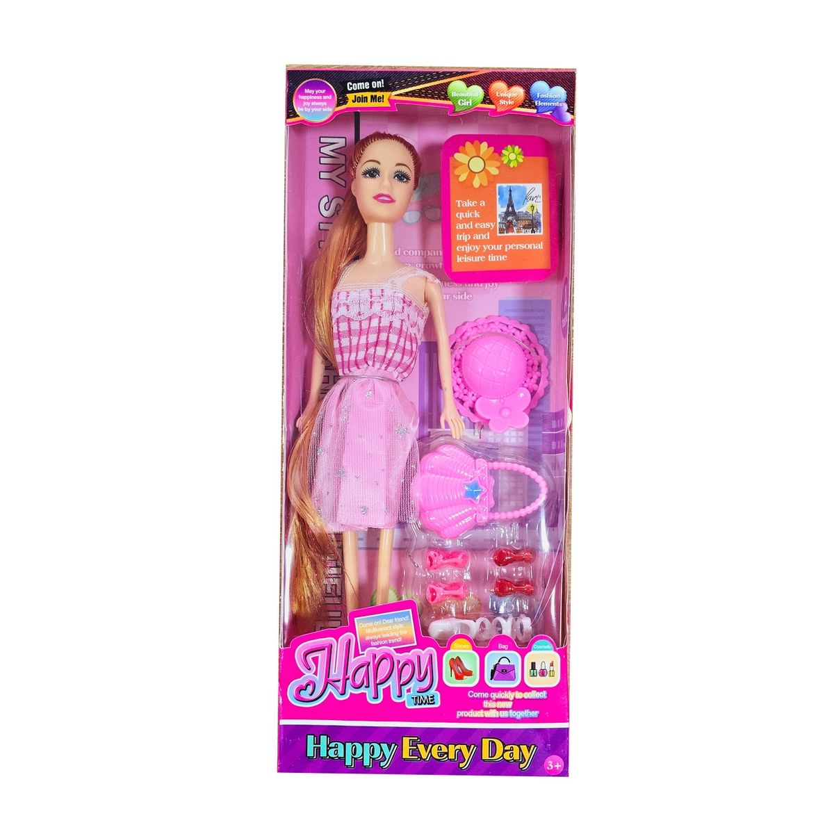 GENERICO - Muñeca Vestido Accesorios Sombrero Viaje Juguete Niñas