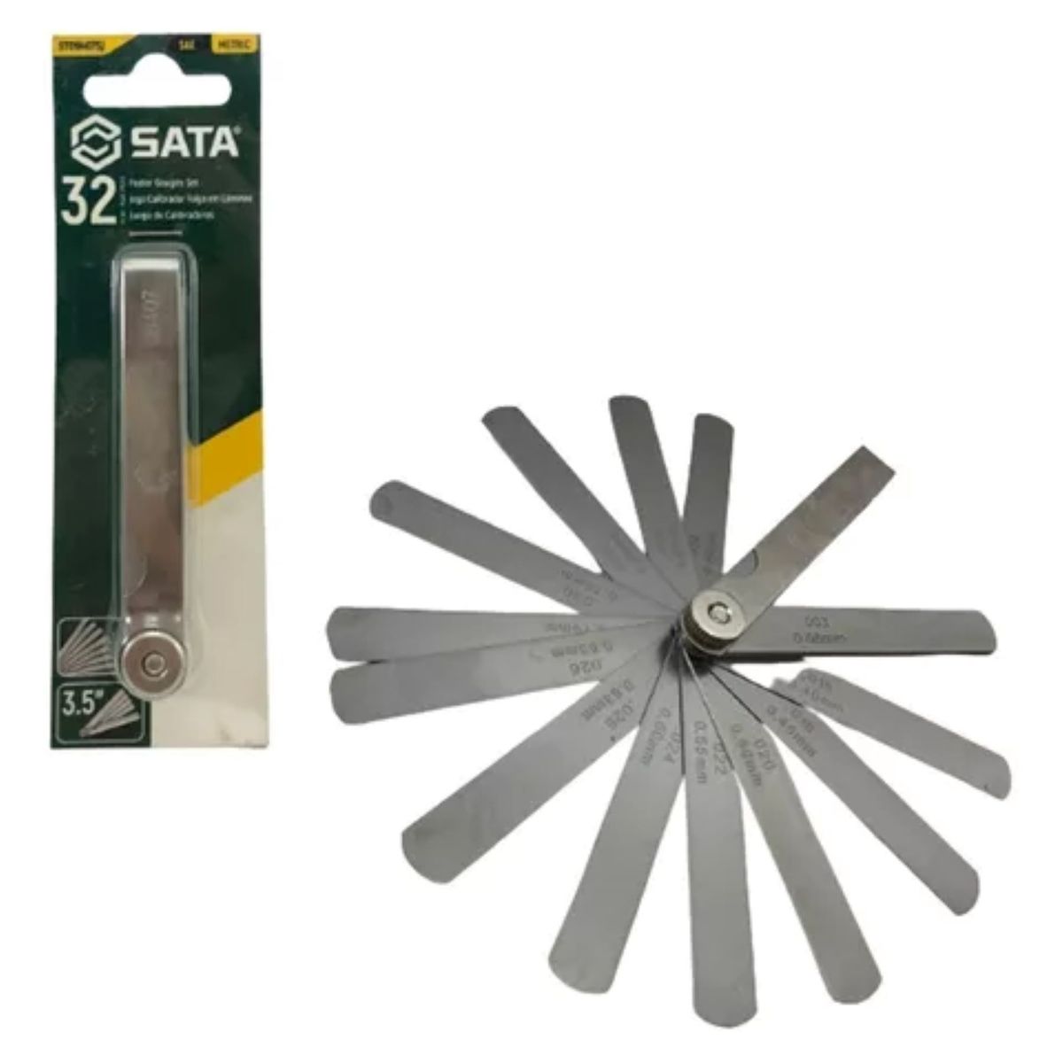 SATA - Calibrador De Galgas Para Válvulas 32 Hojas Acero Sata