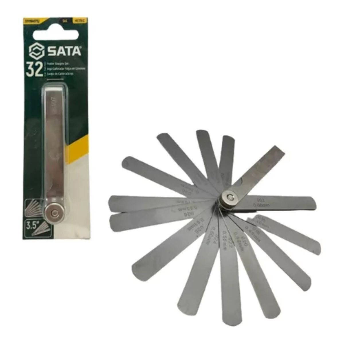 SATA - Calibrador De Galgas Para Válvulas 32 Hojas Acero Sata