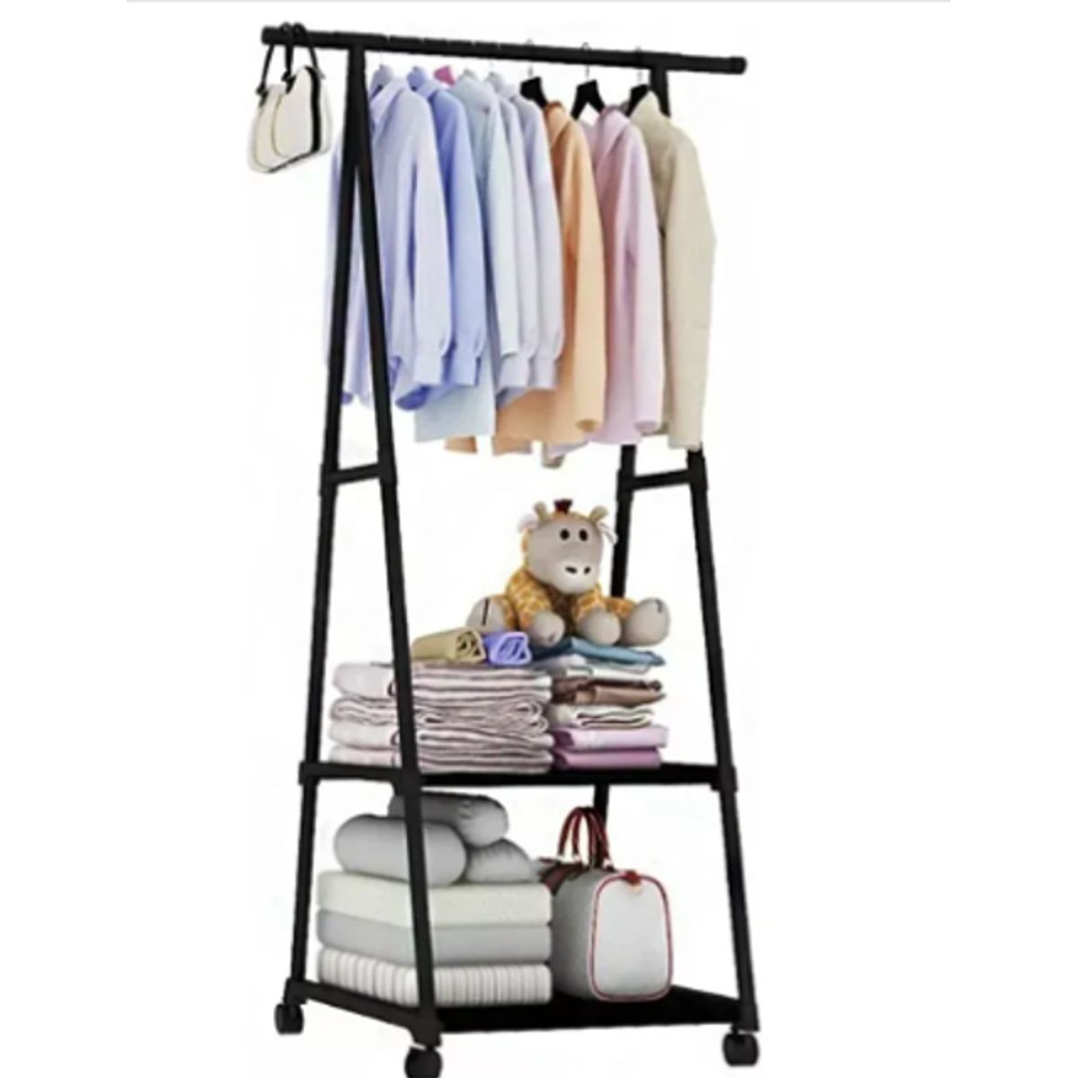 GENERICO - Estante de Almacenamiento de Abrigos Triangular Móvil