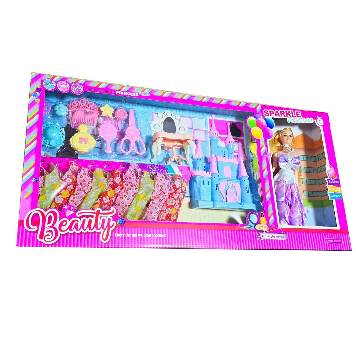 GENERICO - Muñeca Vestidos Accesorios Princesa Castillo Juguete Niñas