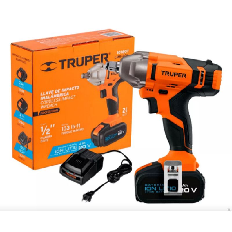 TRUPER - Pistola Llave De Impacto 1/2* Inalambrica 20 Vol 4 Ah Truper