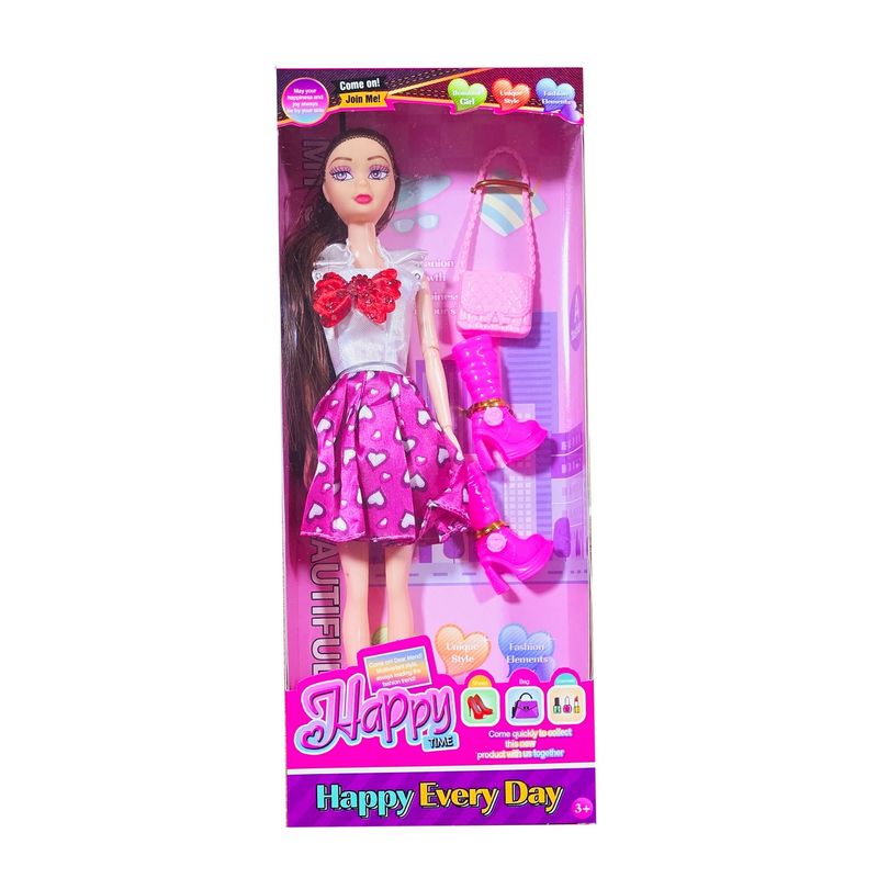 DAYOSHOP - Muñeca Angelina Vestido Botas Bolso Juguete Niñas