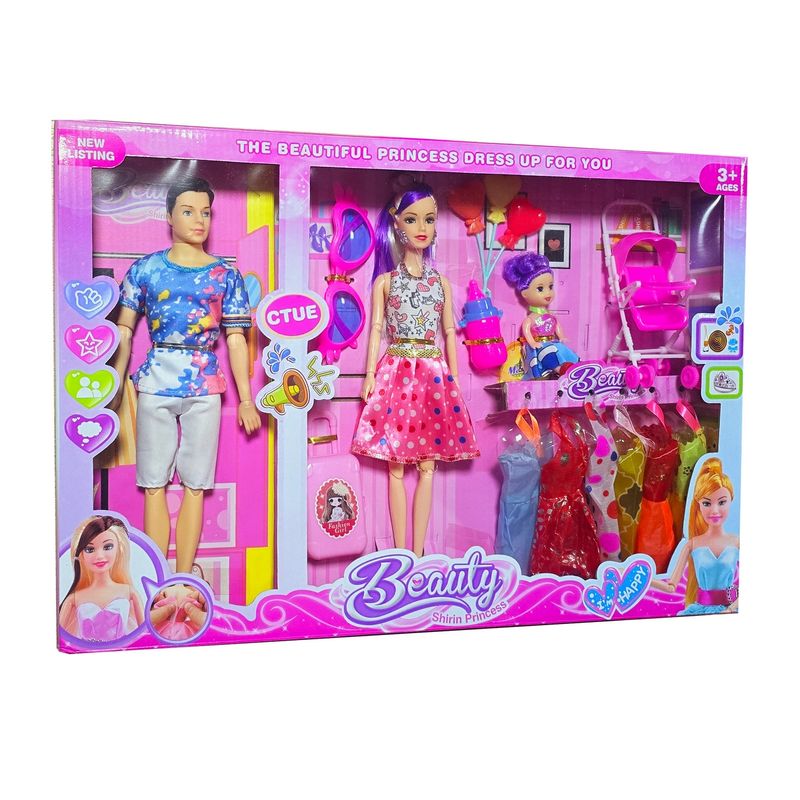 GENERICO - Muñeca Muñeco Familia Juguete Niñas Vestido Maleta Viaje