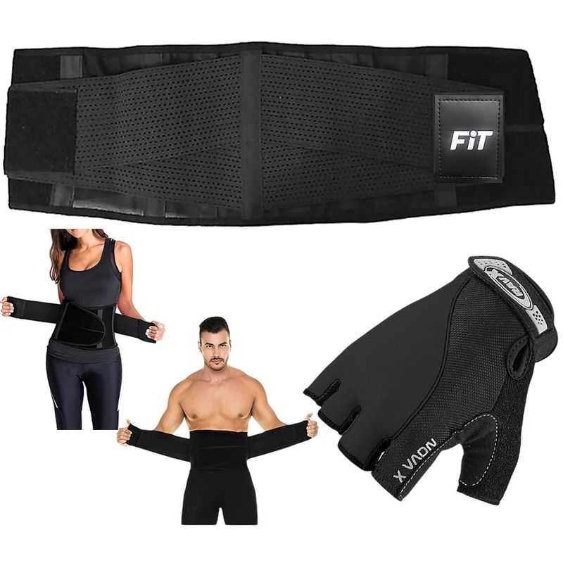 SPORT FITNESS - Faja Cinturilla Sport Fitness Doble Ajuste + Guante Gel_.