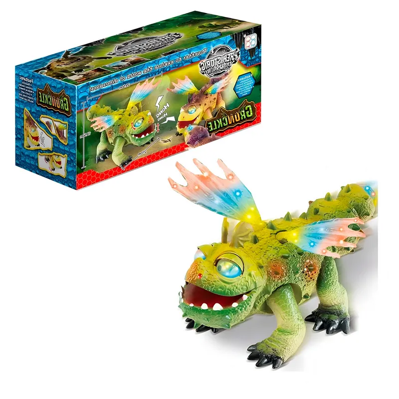 DAYOSHOP - Robot Dragon Albondiga Luces Sonido Movimiento + Baterias